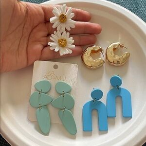 Colorful Earring Set with Floral and Geometric Designs